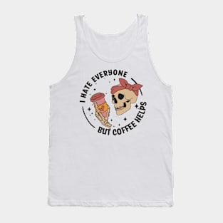 "Coffee Helps" Funny Skeleton Tank Top